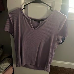 purple short sleeve shirt